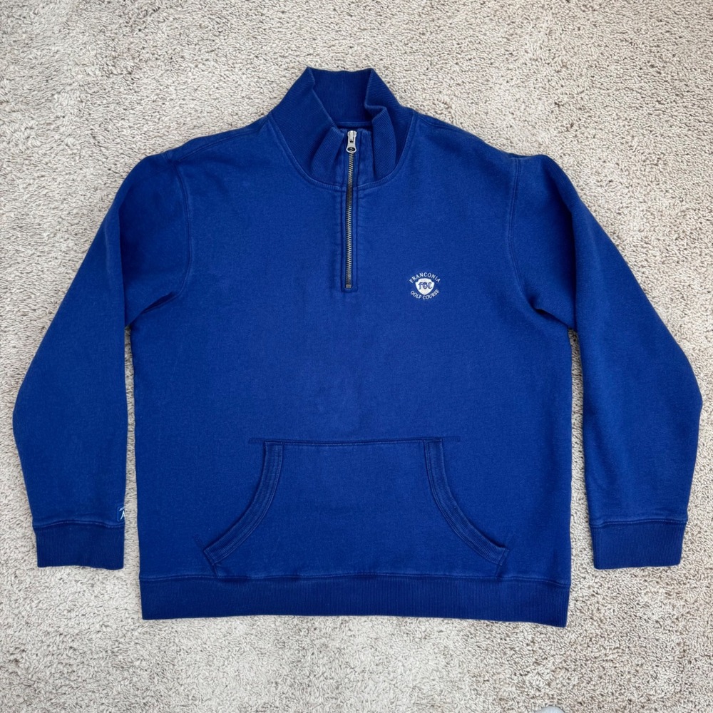 Antigua Golf Sweatshirt Mens L Blue Franconia Golf Course Logo 1/4 Zip Pullover